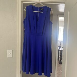 City Chic Blue V-Neck Fit and Flare Mini Dress
